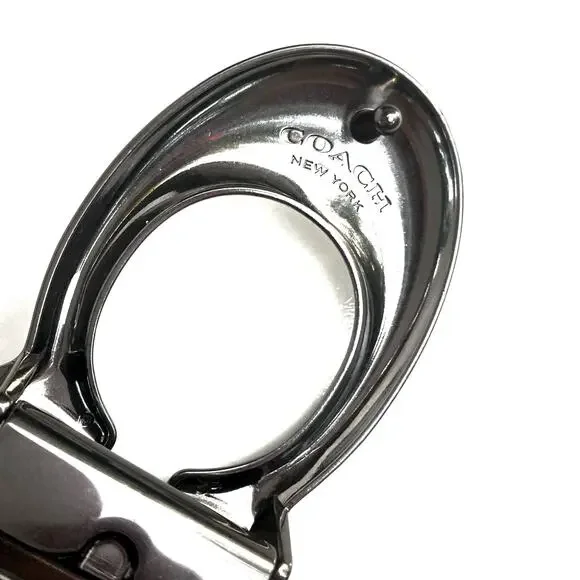 Coach Reversible Black & Brown Leather Belt w/ Large Gunmetal Sculpted C Buckle - Picture 11 of 12